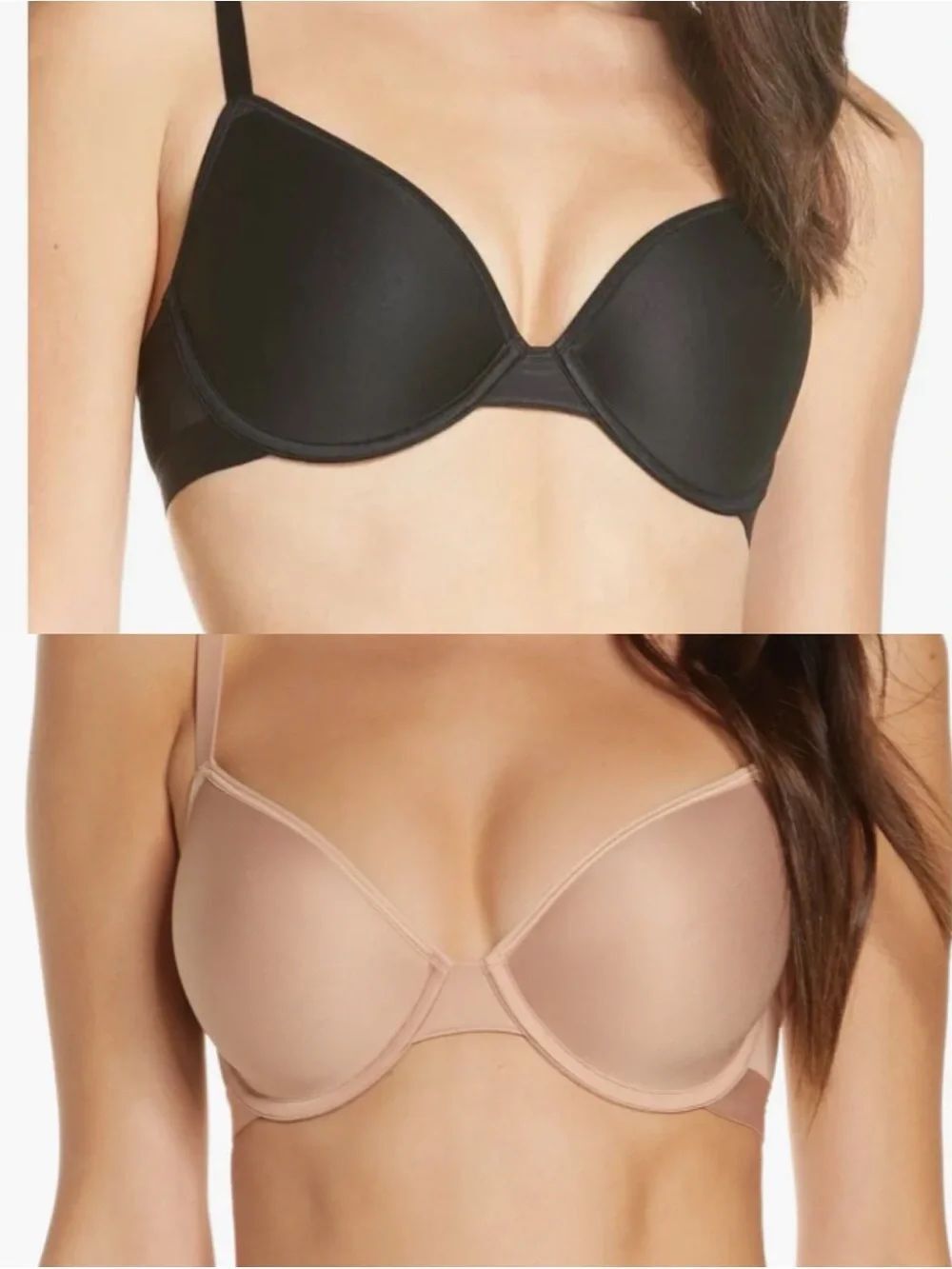 Negative Underwear set of 2 Molded Underwire Bra in black and buff 36C